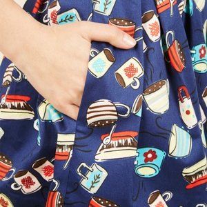 Modcloth mini dress in cozy beverage print. Sip your coffee in style!